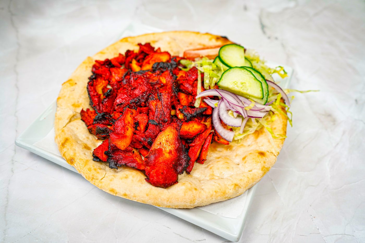 Lamb doner kebab on naan